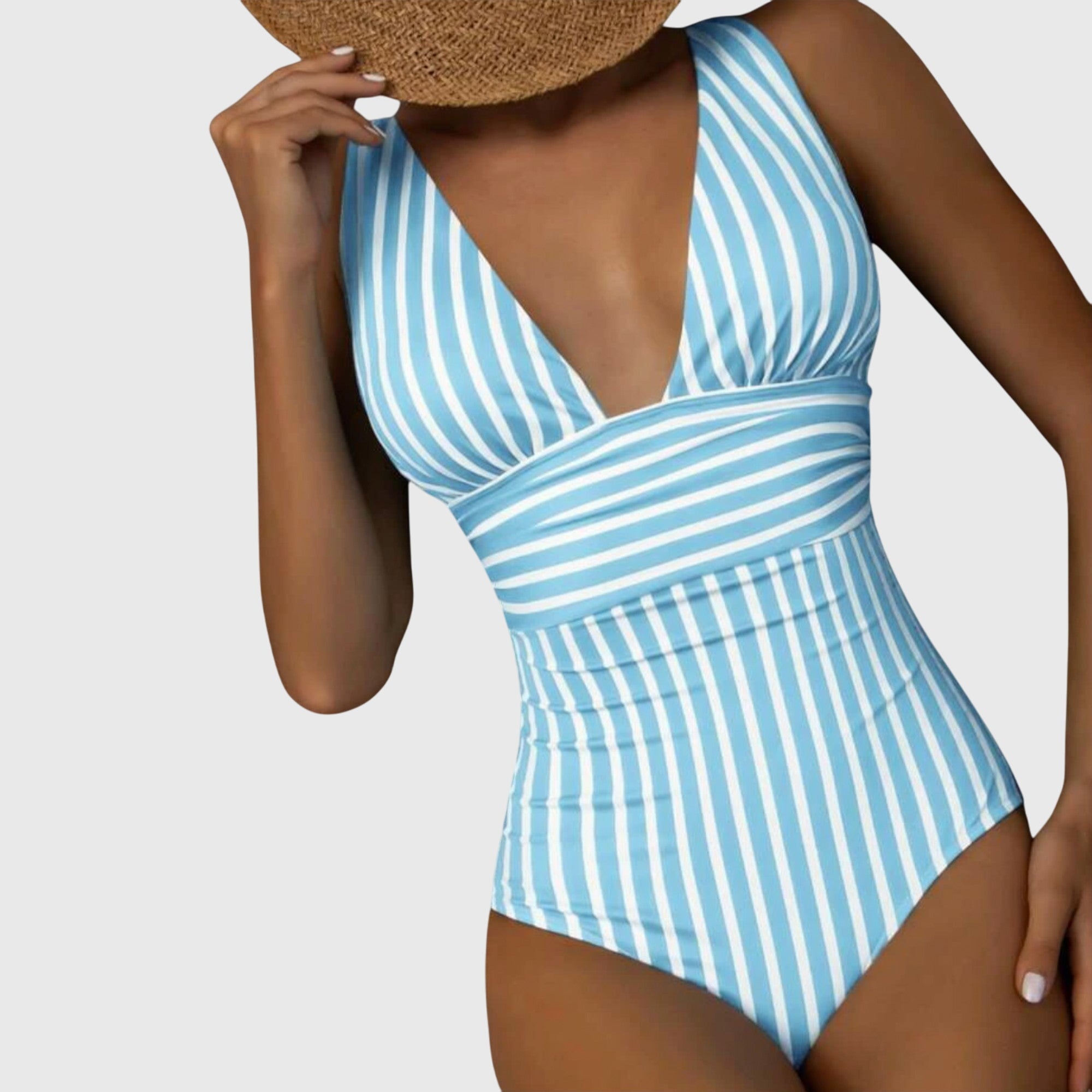 One Piece Swimsuit | Striped Monokini Bathing Suit-Women Swimsuit-Eltrendio
