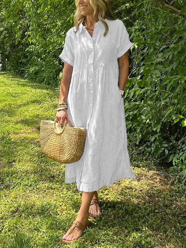 Mia | Long Button Down Summer Shirt Dress Women-Women Dress-Eltrendio