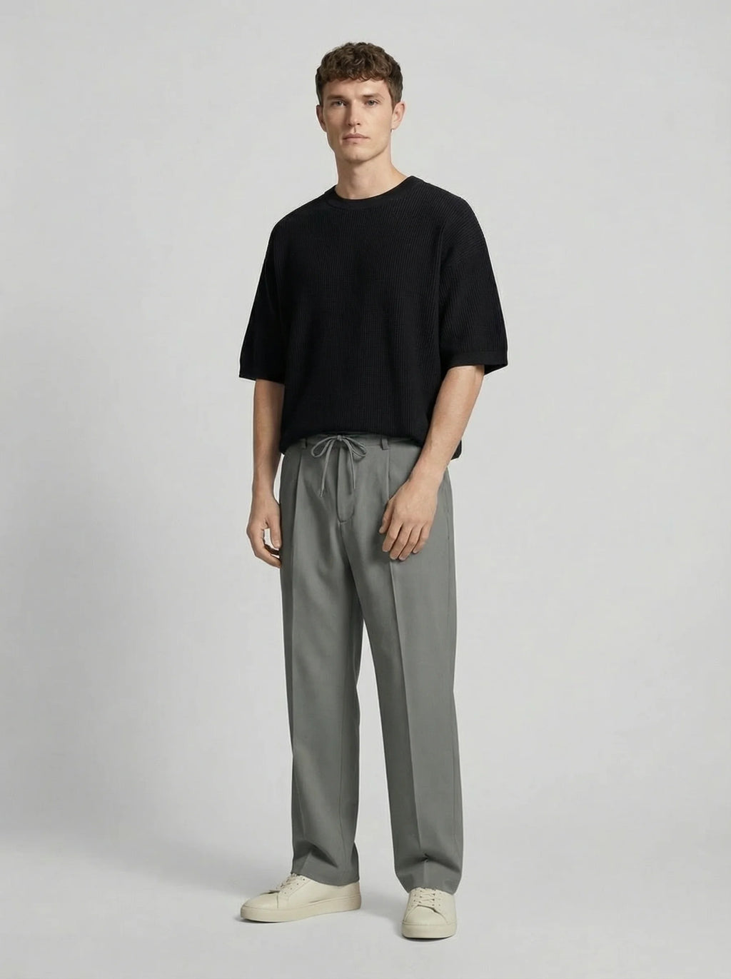 Men Wide Leg Trousers | Drawstring Waist Loose Summer Style-Men Trousers-Eltrendio