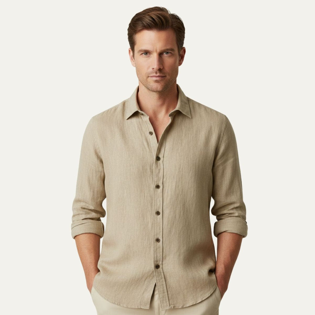 The Zurich Vintage Long Sleeve Linen Shirt for Men - Image 2