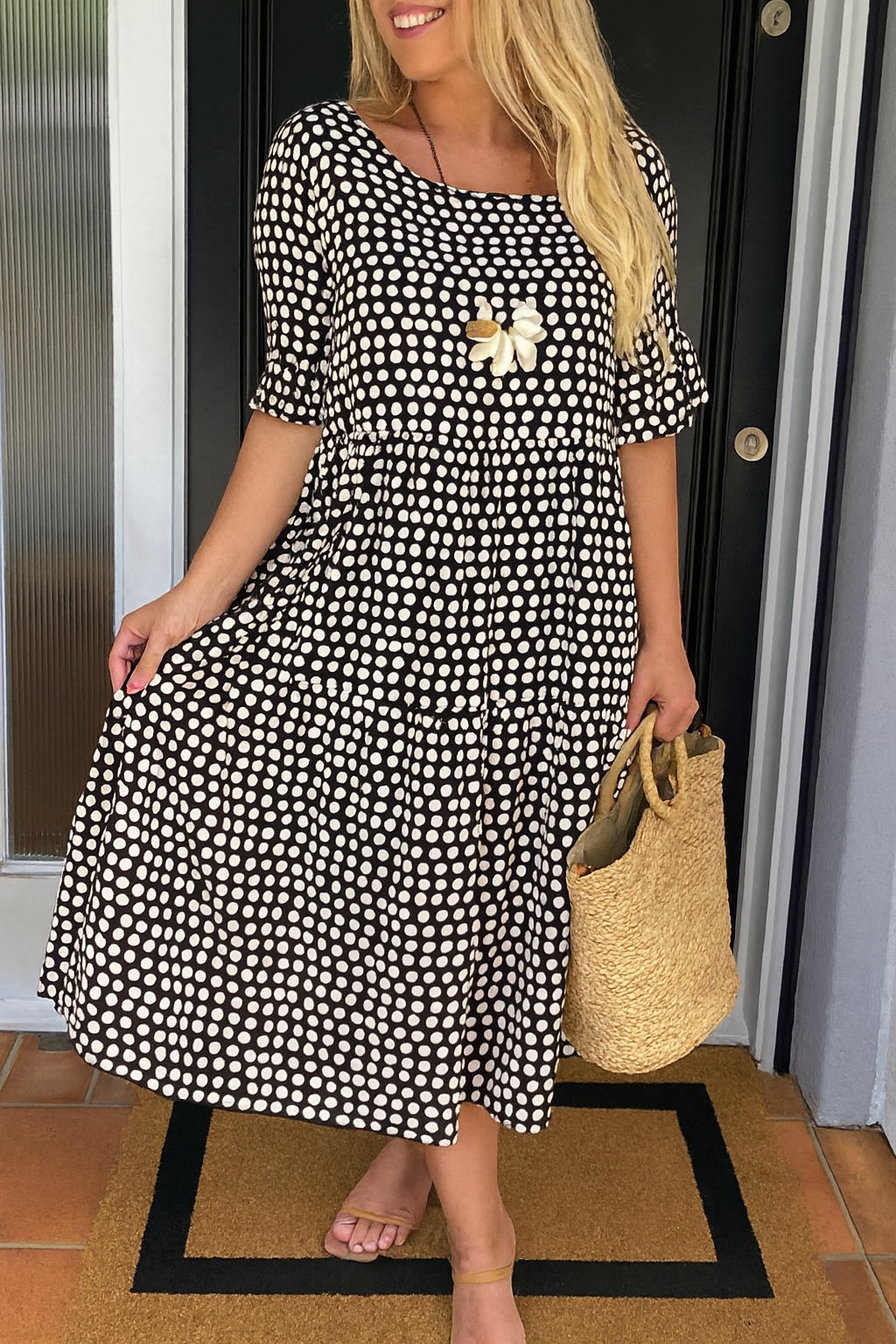 Midi Dress | Casual Summer Short Sleeve Dress-Women Dress-Eltrendio