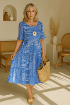 Midi Dress | Casual Summer Short Sleeve Dress-Women Dress-Eltrendio