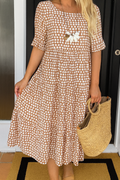 Midi Dress | Casual Summer Short Sleeve Dress-Women Dress-Eltrendio