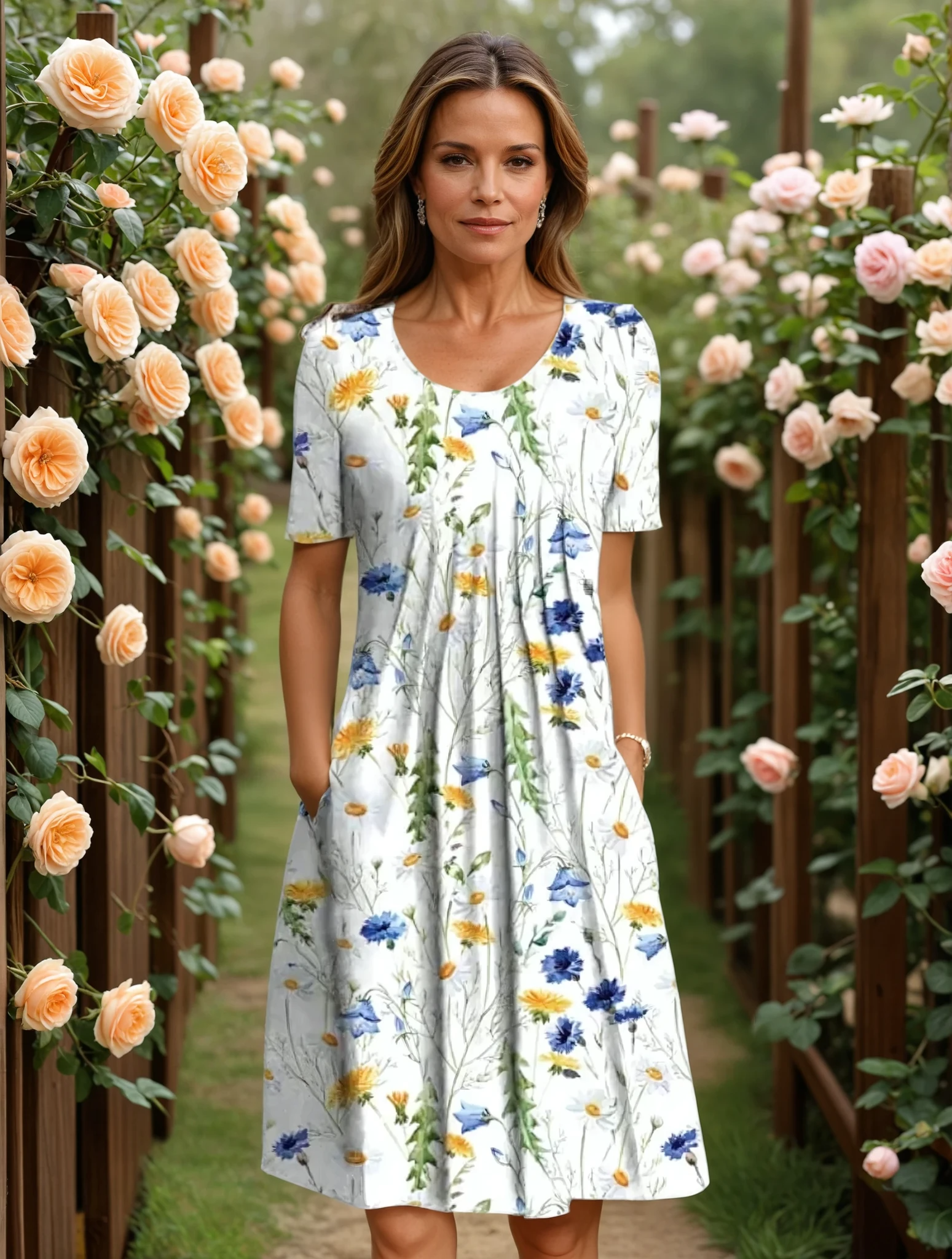 Women Dress | Summer Floral Midi Dress-Women Dress-Eltrendio
