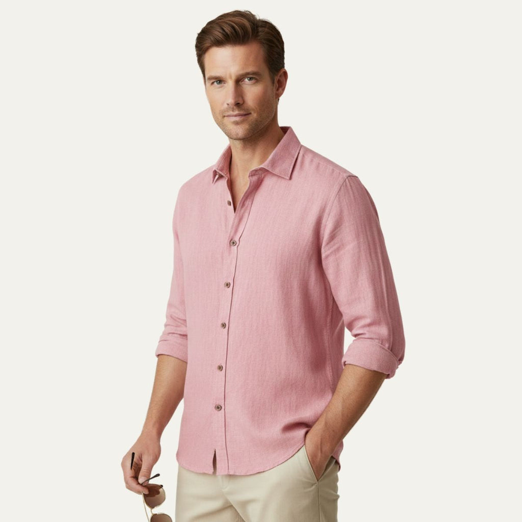 The Zurich Vintage Long Sleeve Linen Shirt for Men - Image 10
