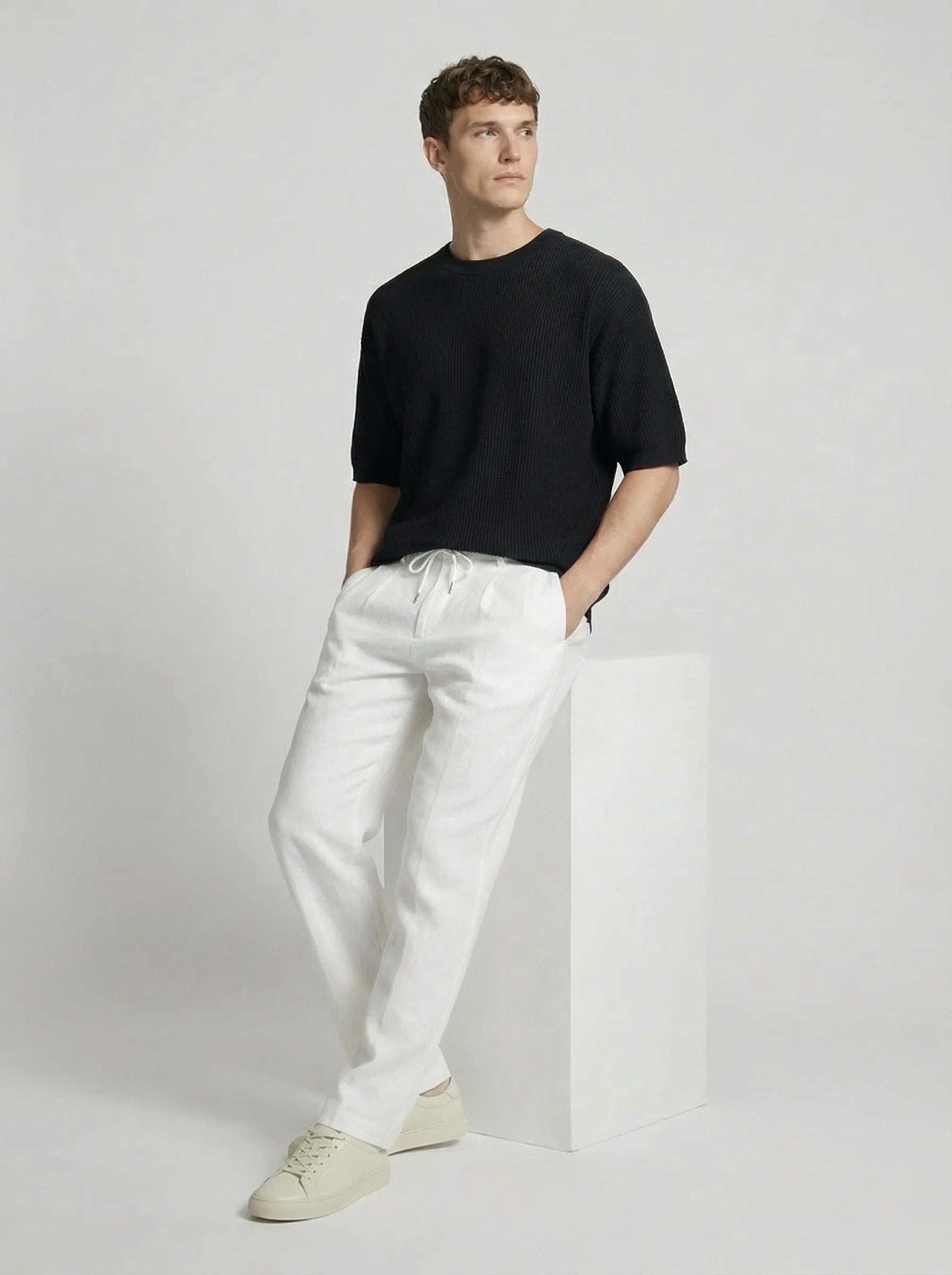 Men Wide Leg Trousers | Drawstring Waist Loose Summer Style