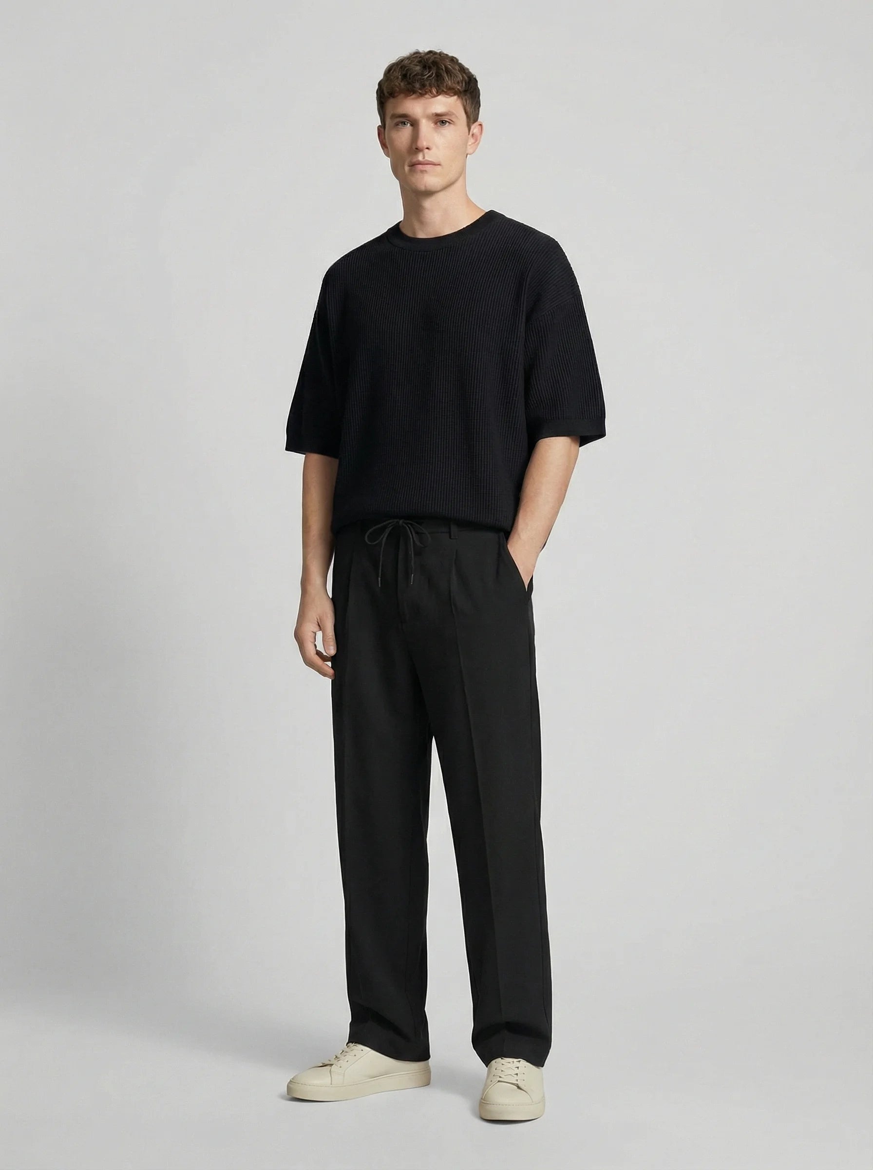 Men Wide Leg Trousers | Drawstring Waist Loose Summer Style