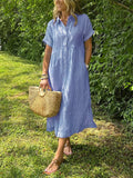 Mia | Long Button Down Summer Shirt Dress Women-Women Dress-Eltrendio