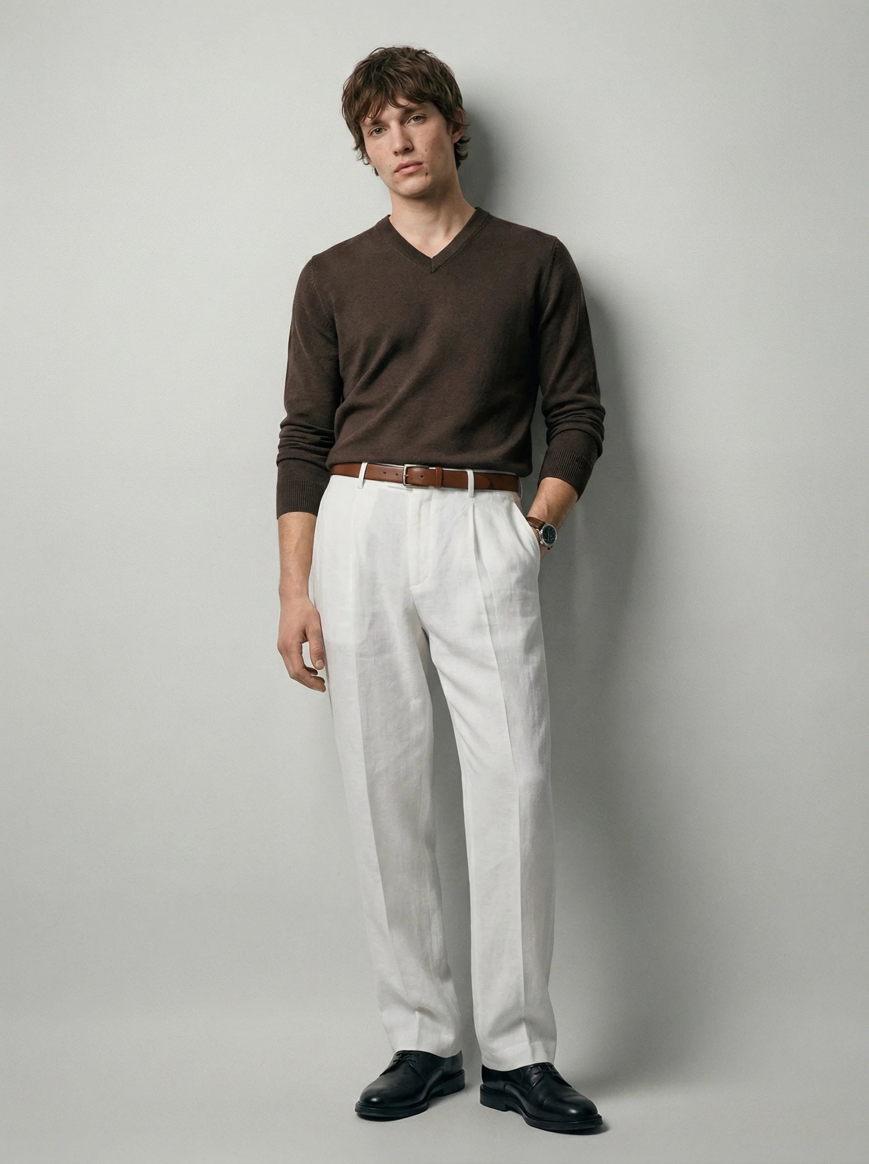 Men Pleated Trousers | Tailored Fit Smart Office Style