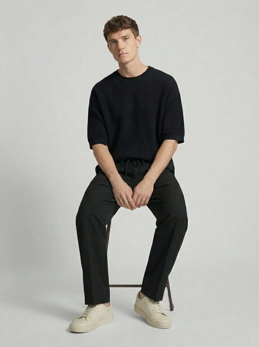 Men Wide Leg Trousers | Drawstring Waist Loose Summer Style-Men Trousers-Eltrendio