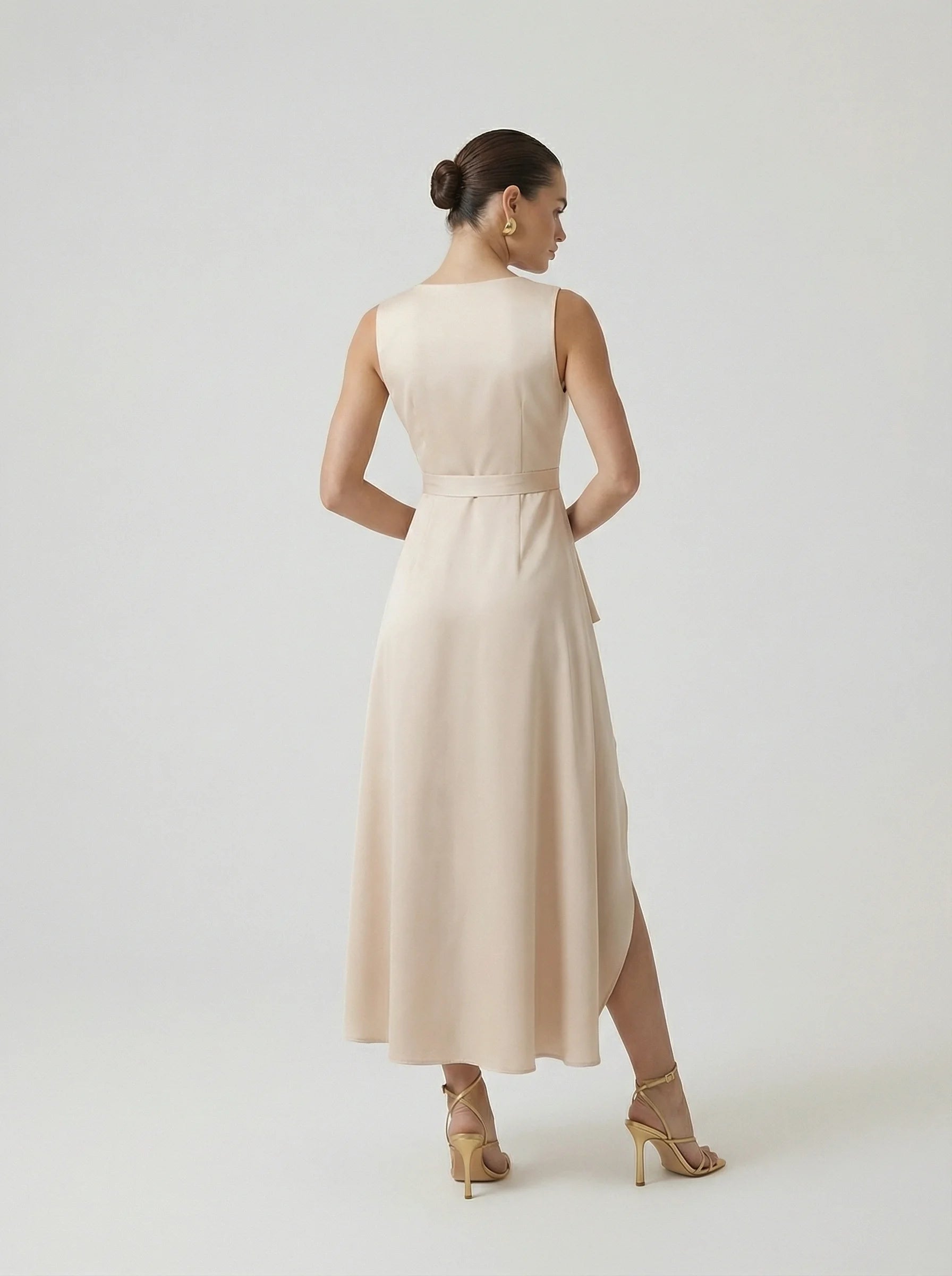 Women Wrap Midi Dress | Asymmetric Hem Design