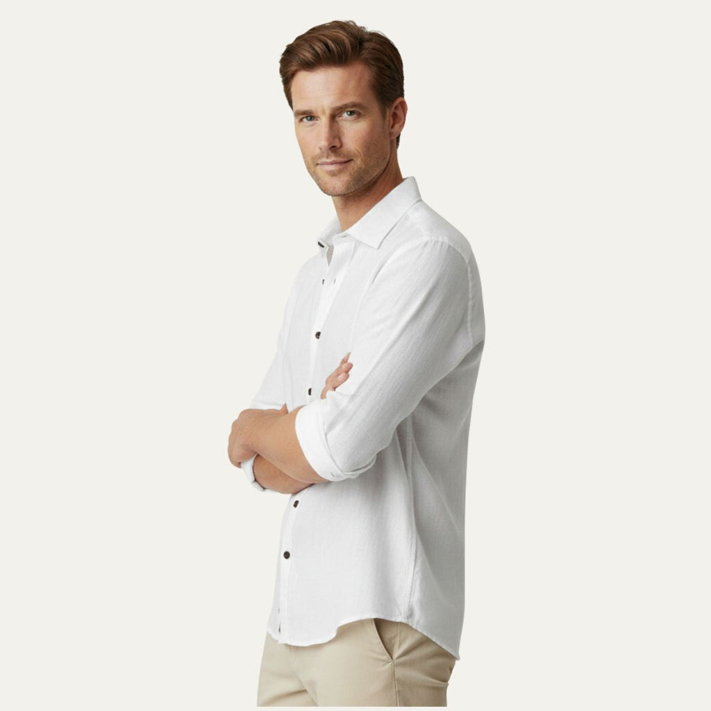 The Zurich Vintage Long Sleeve Linen Shirt for Men - Image 8