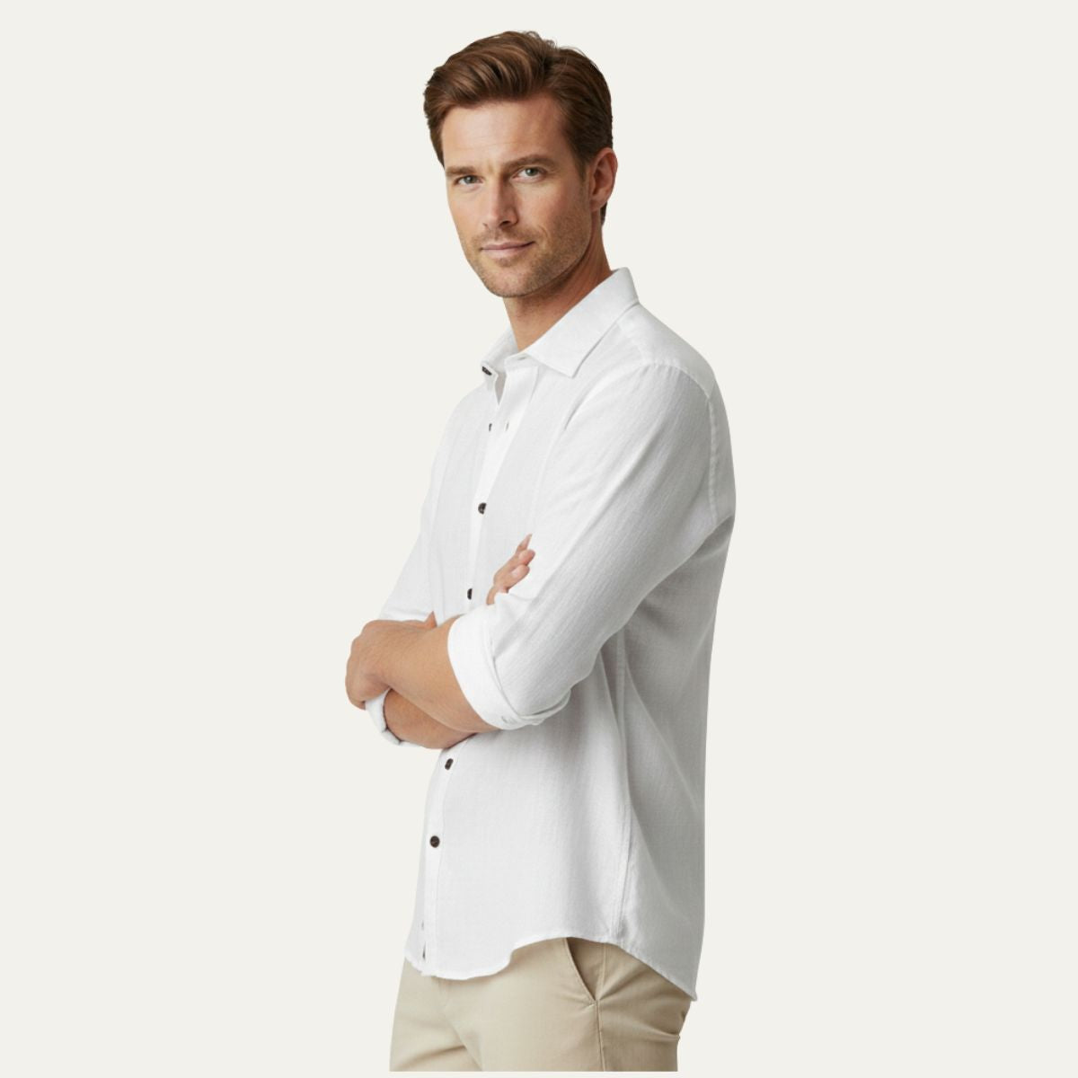 The Zurich Vintage Long Sleeve Linen Shirt for Men - Image 8
