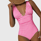 One Piece Swimsuit | Striped Monokini Bathing Suit-Women Swimsuit-Eltrendio