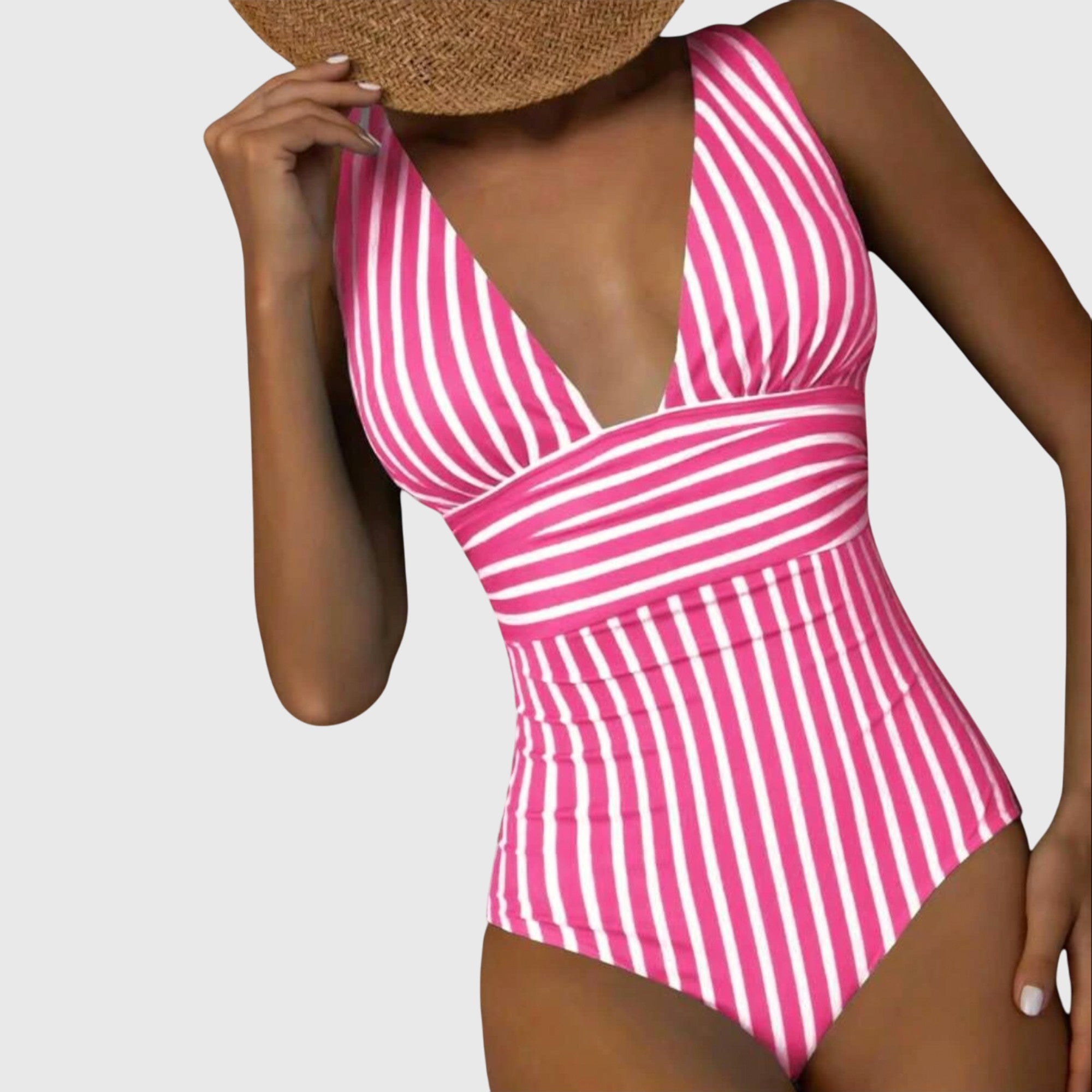 One Piece Swimsuit | Striped Monokini Bathing Suit-Women Swimsuit-Eltrendio