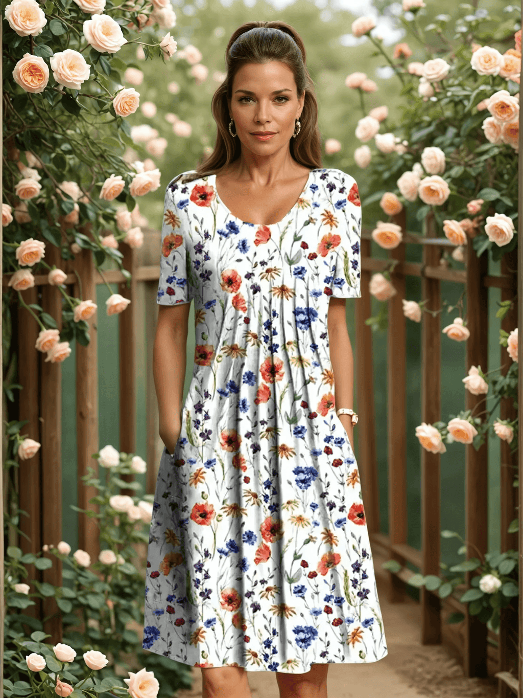 Women Dress | Summer Floral Midi Dress-Women Dress-Eltrendio