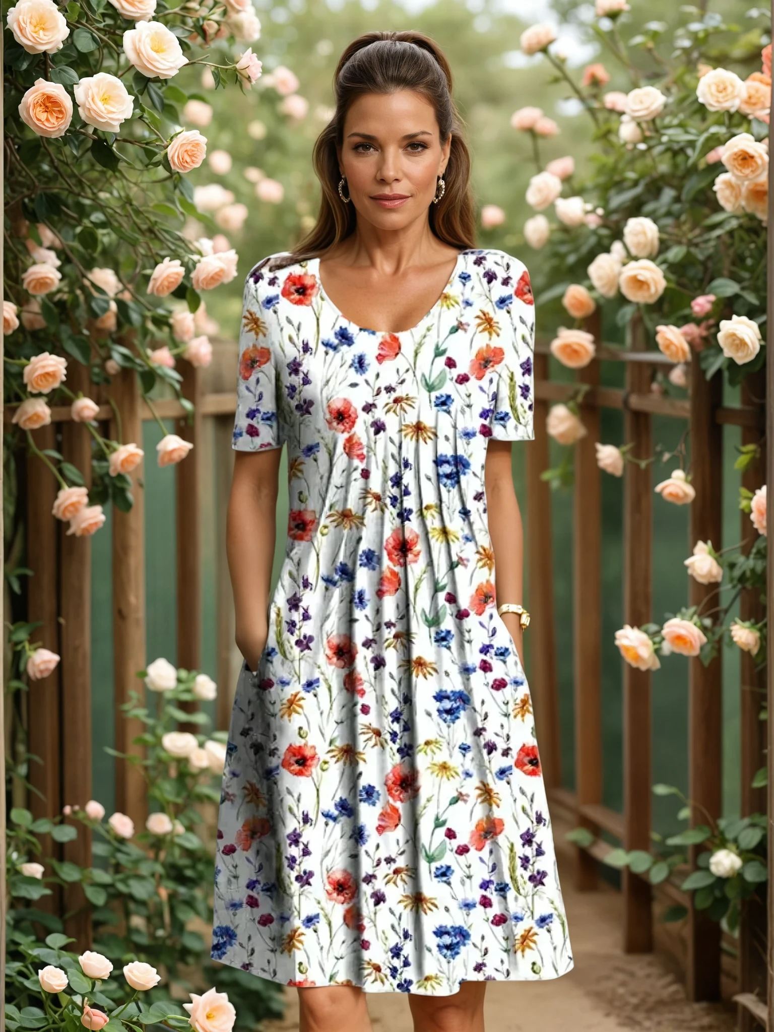 Women Dress | Summer Floral Midi Dress-Women Dress-Eltrendio