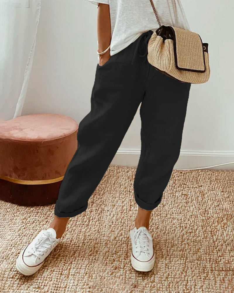 Womens Trousers | Wide Leg Casual Pants-Women Pants-Eltrendio