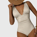 One Piece Swimsuit | Striped Monokini Bathing Suit-Women Swimsuit-Eltrendio