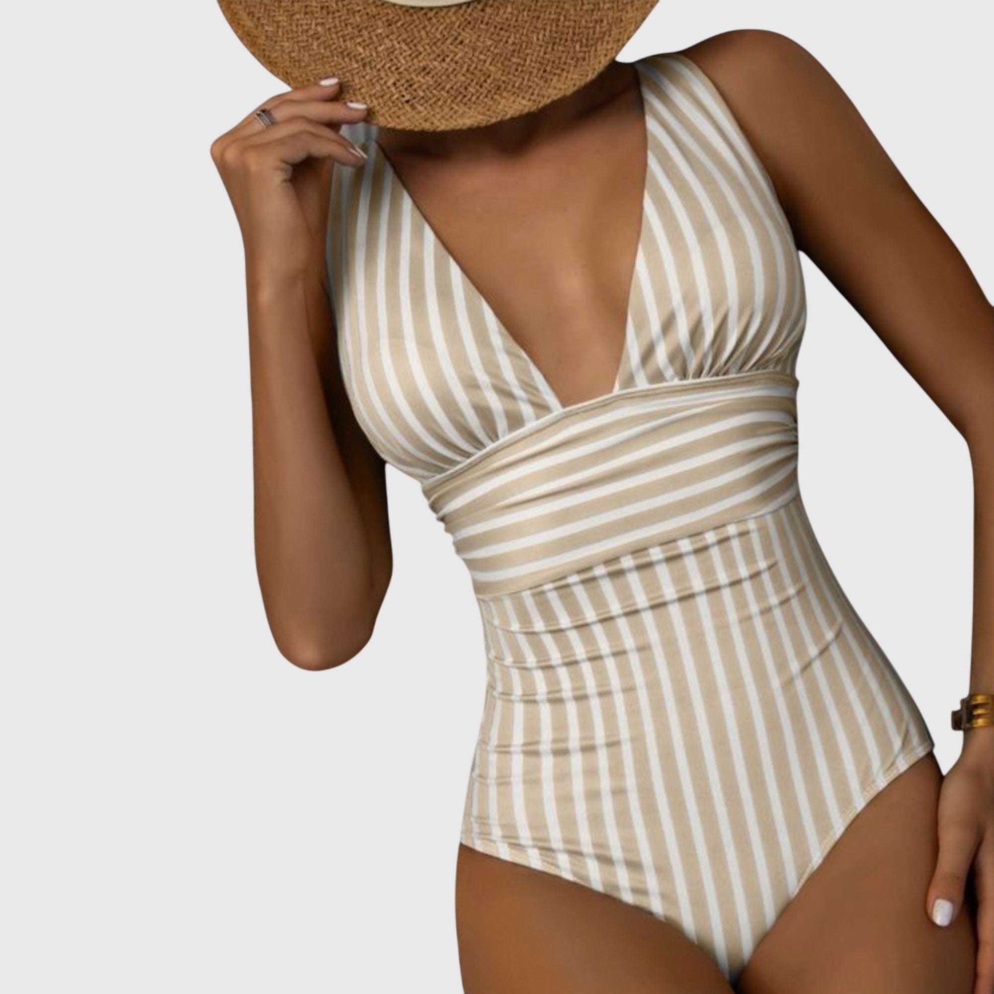 One Piece Swimsuit | Striped Monokini Bathing Suit-Women Swimsuit-Eltrendio