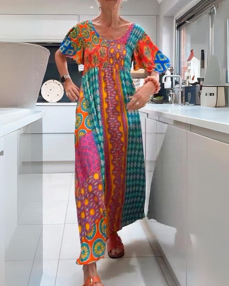 Charlotte | Colourful Summer Boho Maxi Dress-Women Dress-Eltrendio