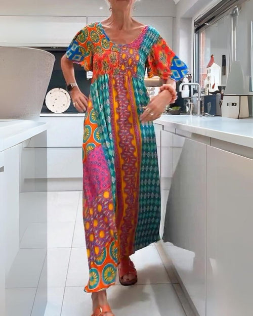 Charlotte | Colourful Summer Boho Maxi Dress-Women Dress-Eltrendio