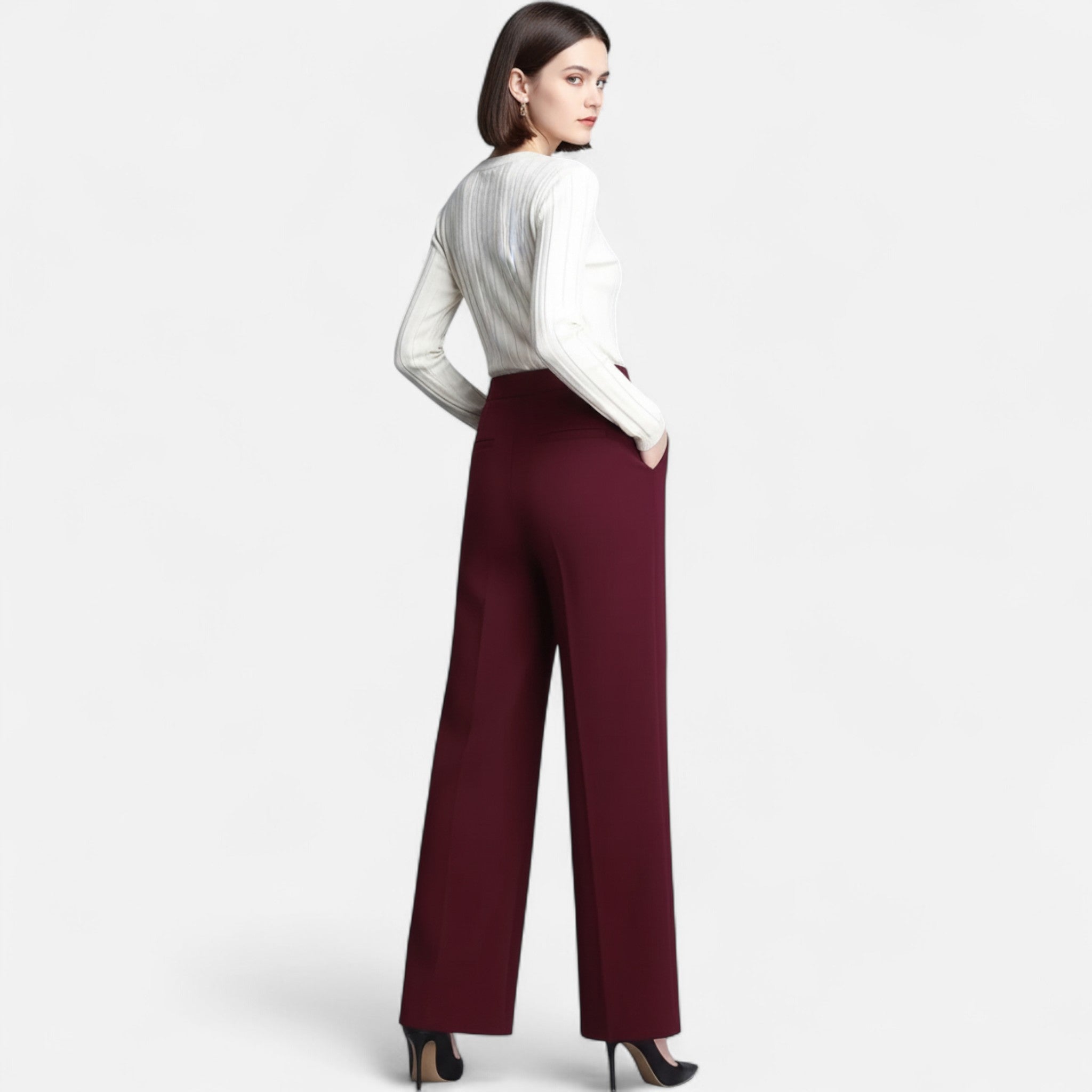 Women Trousers | High Waist Wide Leg Pants-Women Pants-Eltrendio