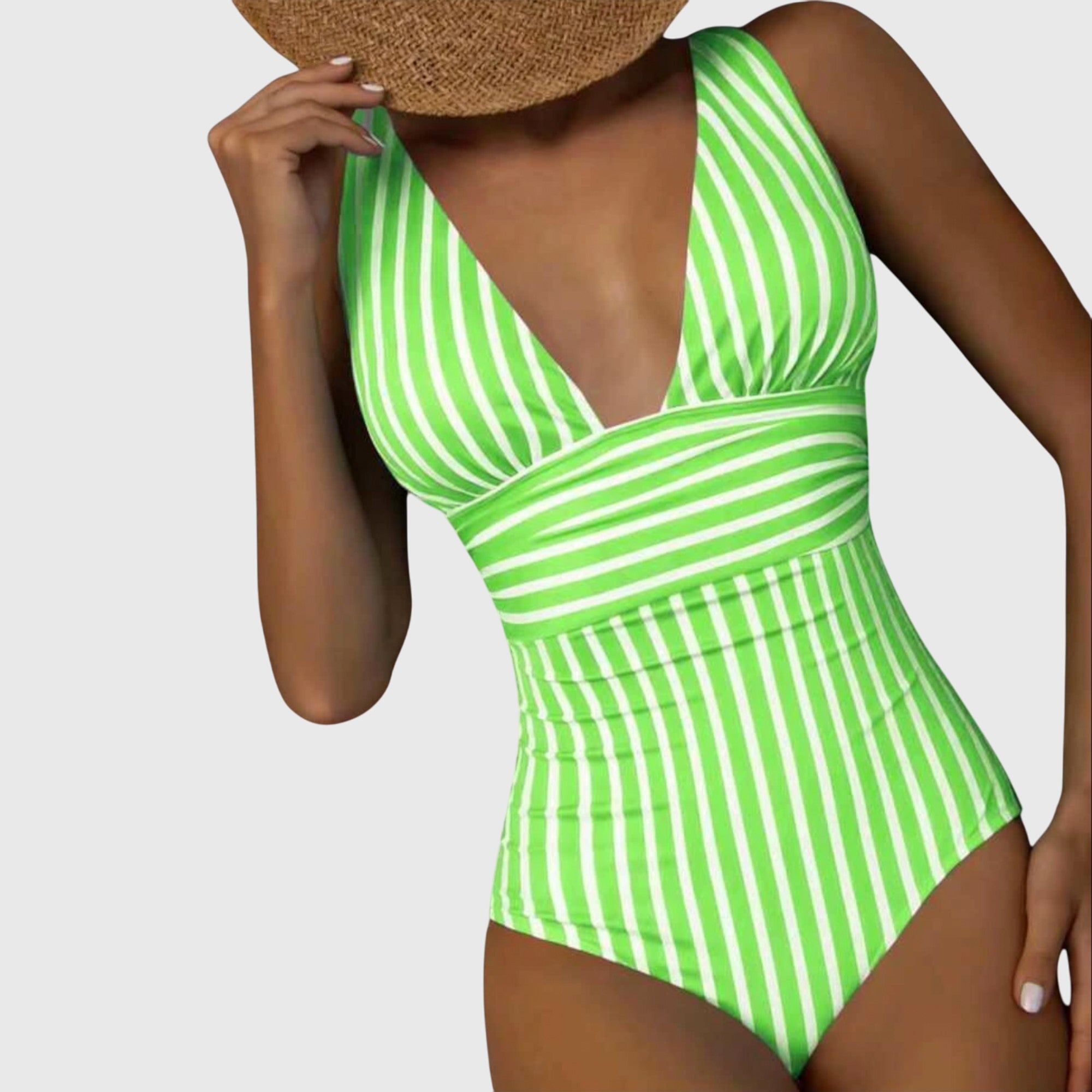 One Piece Swimsuit | Striped Monokini Bathing Suit-Women Swimsuit-Eltrendio