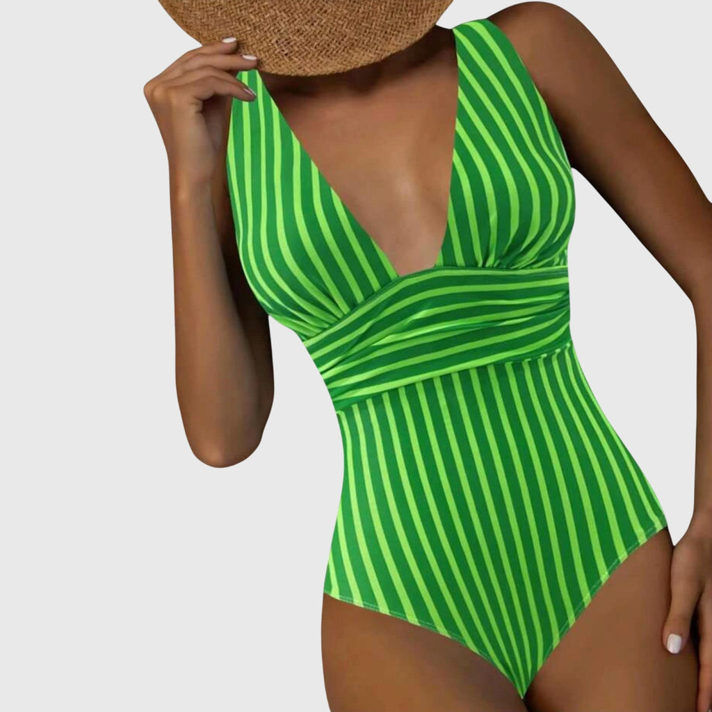 One Piece Swimsuit | Striped Monokini Bathing Suit-Women Swimsuit-Eltrendio