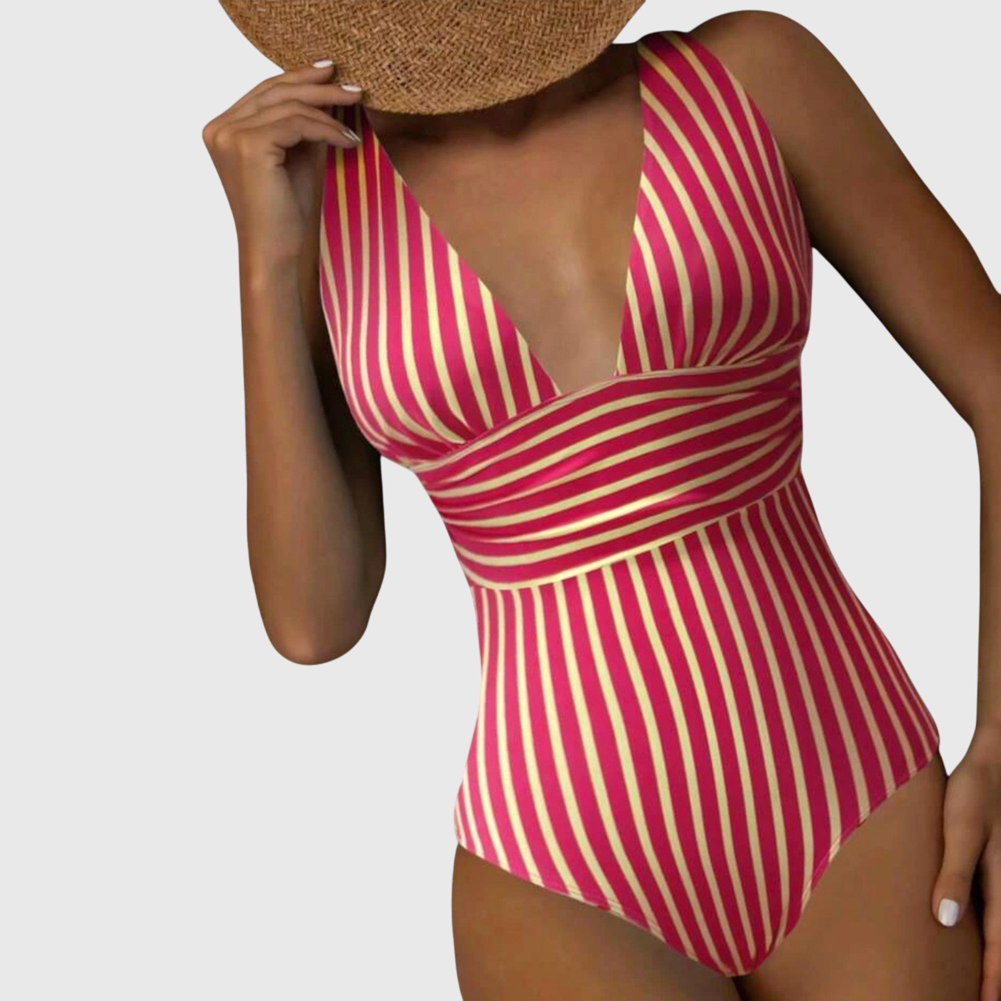 One Piece Swimsuit | Striped Monokini Bathing Suit-Women Swimsuit-Eltrendio