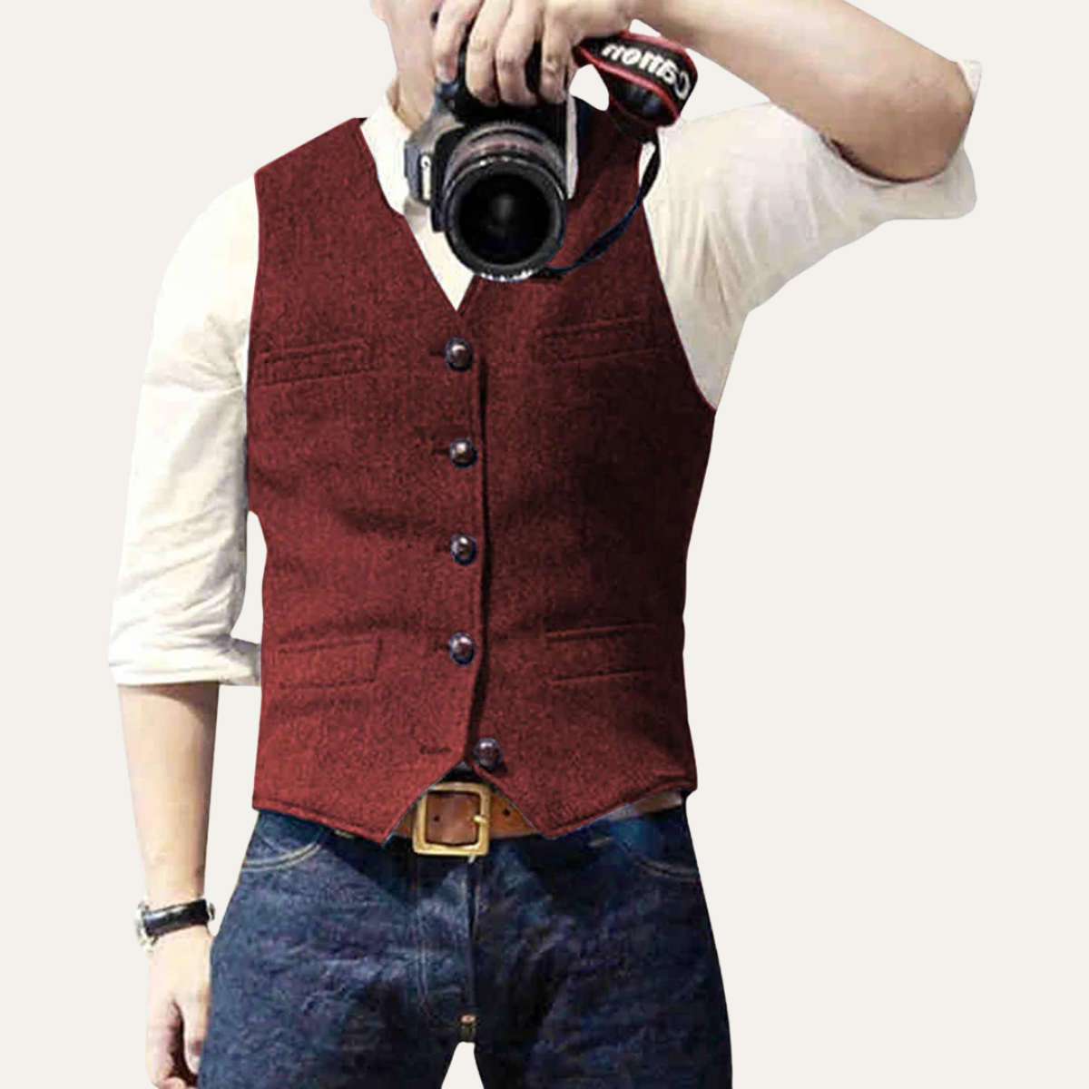 Harrington | Men’s Button Front Waistcoat | V Neck Pocket Detail Formal Wear-Men Vest-Eltrendio