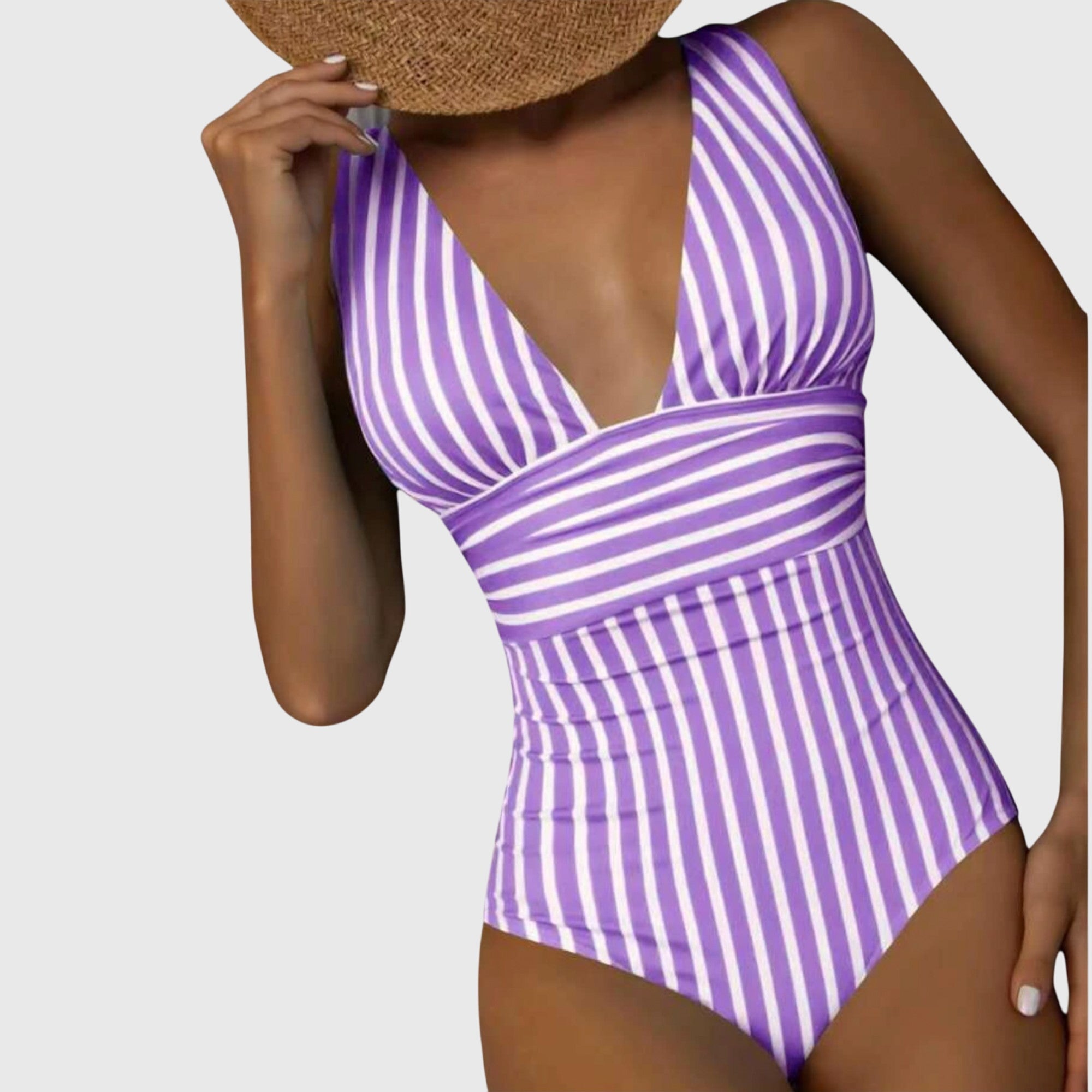 One Piece Swimsuit | Striped Monokini Bathing Suit-Women Swimsuit-Eltrendio