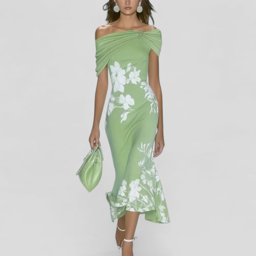 Ava | Off Shoulder Cocktail Wedding Guest Dress-Women Dress-Eltrendio