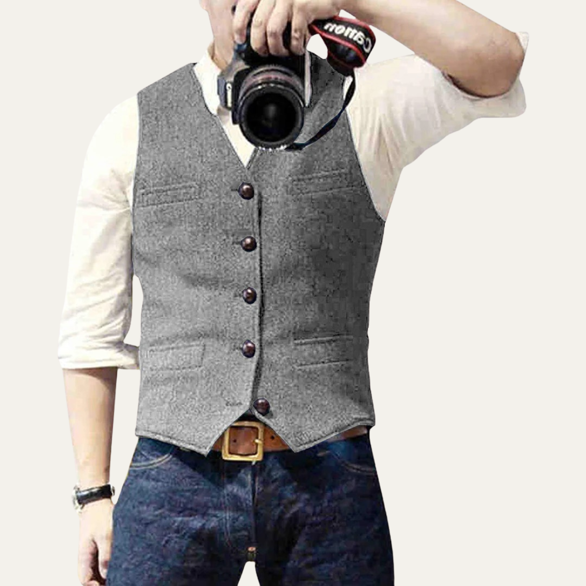 Harrington | Men’s Button Front Waistcoat | V Neck Pocket Detail Formal Wear-Men Vest-Eltrendio