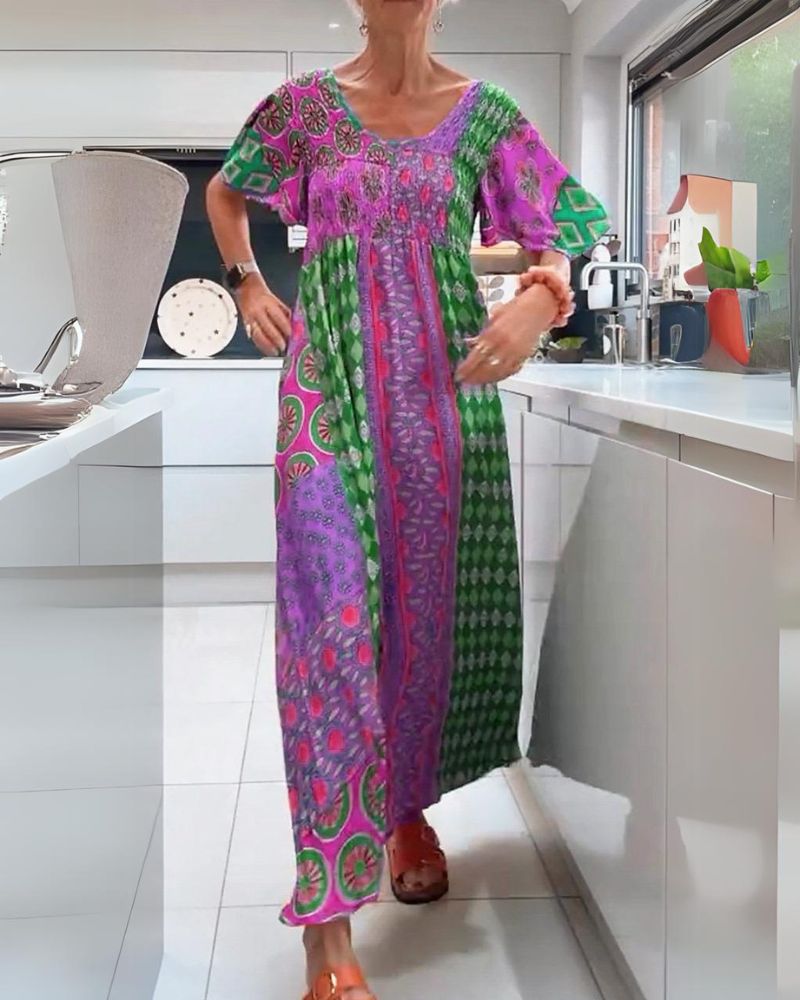 Charlotte | Colourful Summer Boho Maxi Dress-Women Dress-Eltrendio