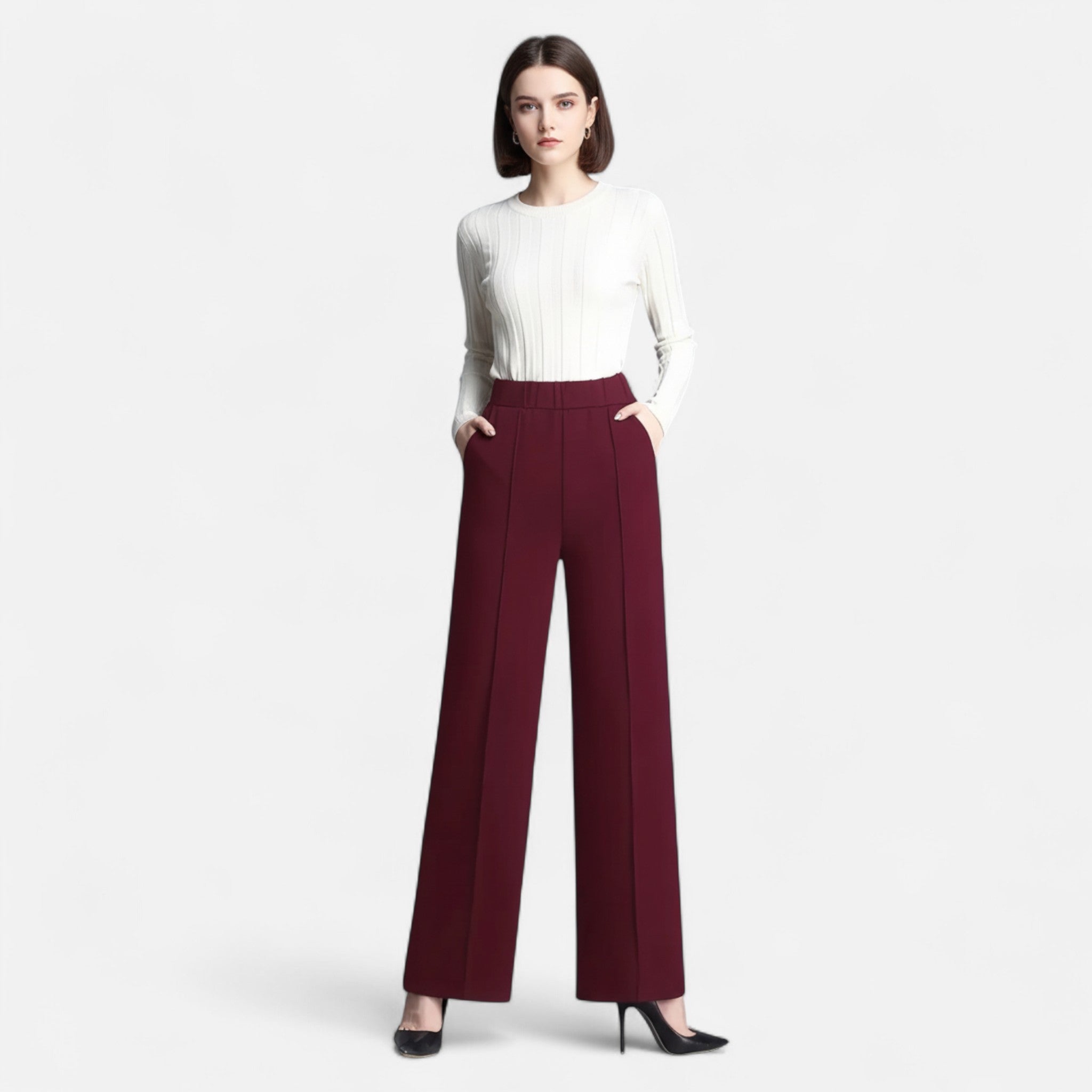 Women Trousers | High Waist Wide Leg Pants-Women Pants-Eltrendio