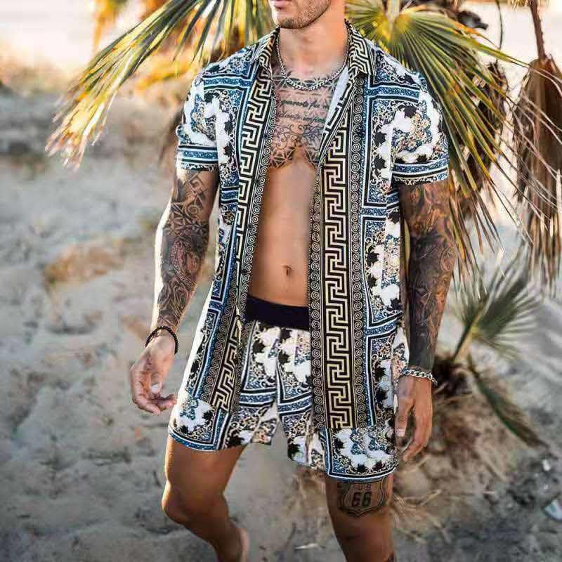 Mens Two Piece Sets | Hawaiian Shirt Set-Men Outfit Set-Eltrendio