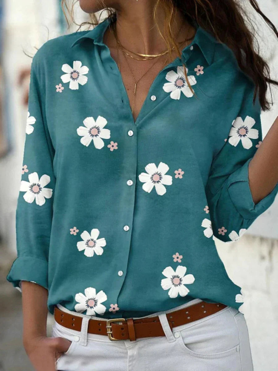 Shirts for Women | Floral Button Up Shirt-Women Shirt-Eltrendio