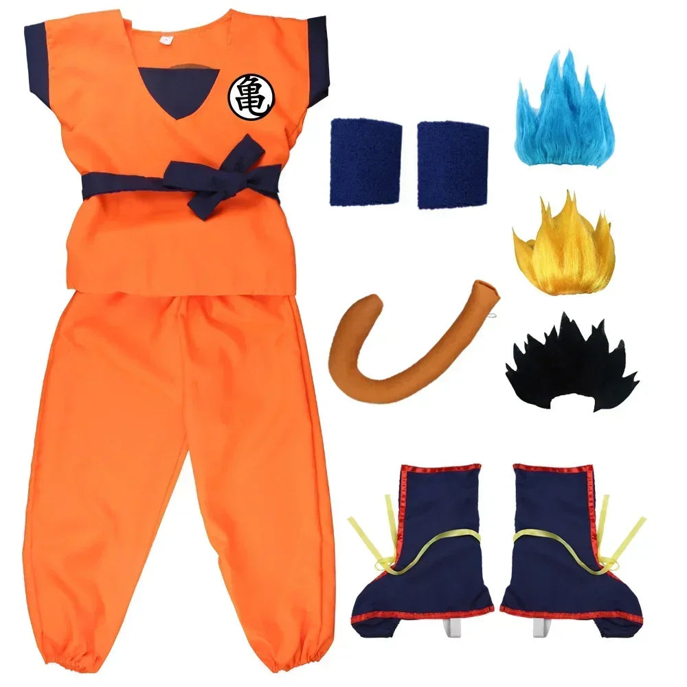 Mason | Children's Martial Arts Costume Set | Short Sleeve Top Wig Cosplay Party-Kids Costume Set-Eltrendio