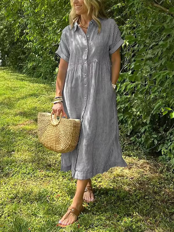 Mia | Long Button Down Summer Shirt Dress Women-Women Dress-Eltrendio