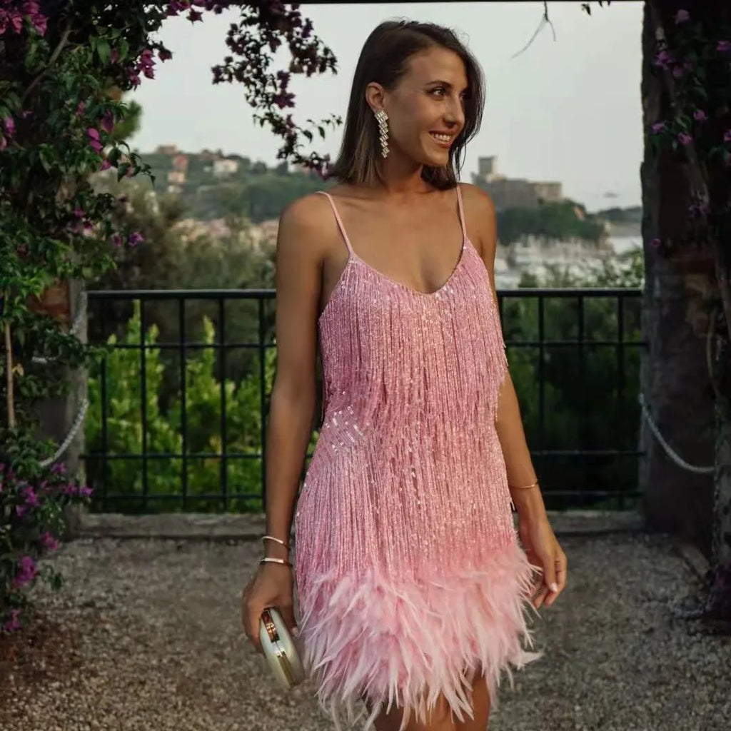 Party Dresses | Fringe Mini Going Out Dress-Women Dress-Eltrendio