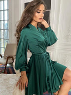 Formal Dresses | Wrap Cocktail Midi Dress-Women Dress-Eltrendio