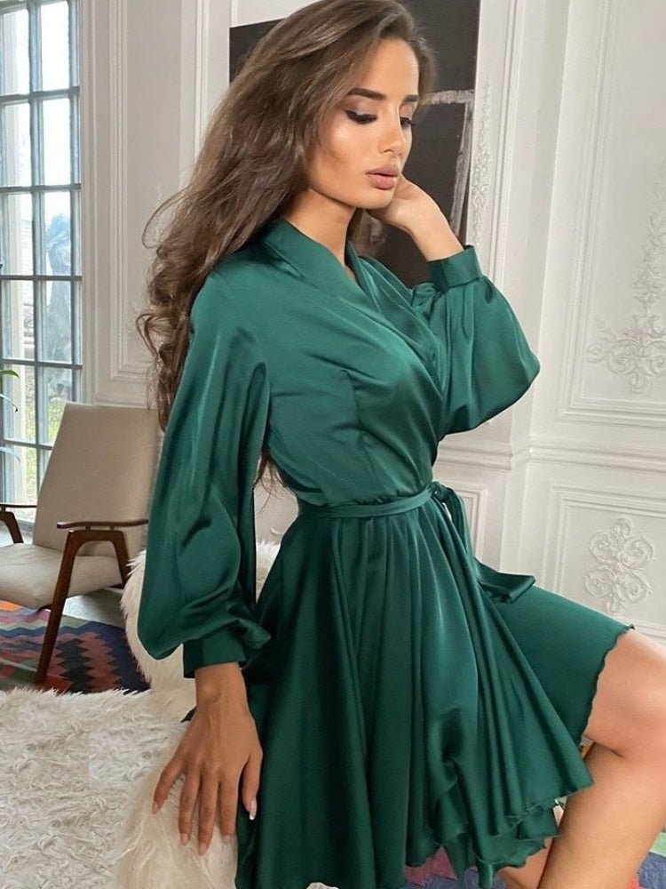 Formal Dresses | Wrap Cocktail Midi Dress-Women Dress-Eltrendio