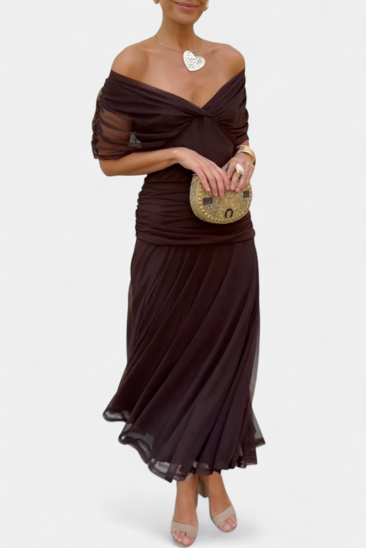 Dresses For Women | Off Shoulder Midi Dress-Women Dress-Eltrendio