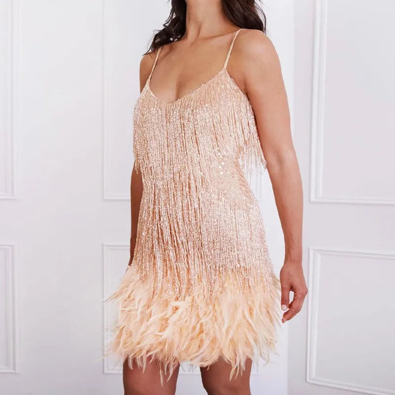 Party Dresses | Fringe Mini Going Out Dress-Women Dress-Eltrendio