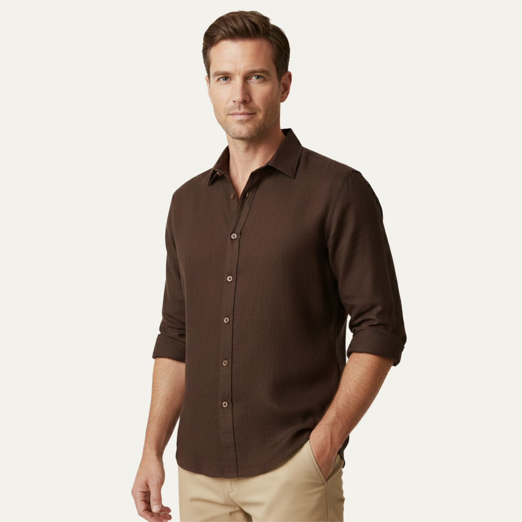 The Zurich Vintage Long Sleeve Linen Shirt for Men - Image 12
