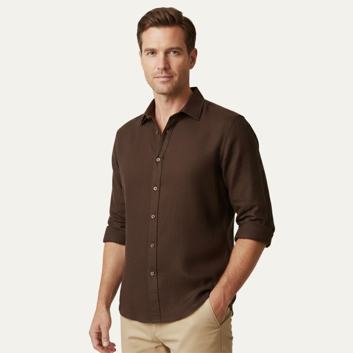 The Zurich Vintage Long Sleeve Linen Shirt for Men - Image 12