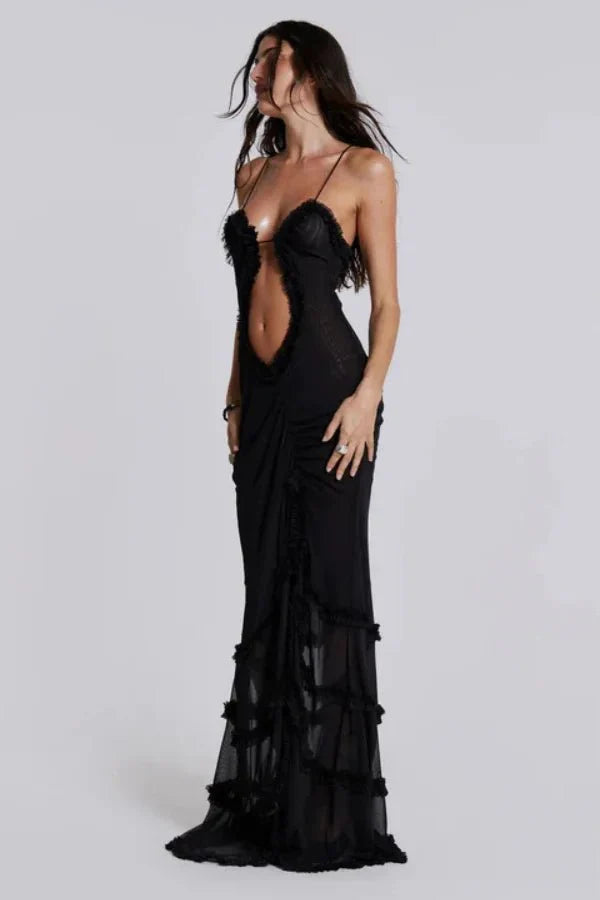 Abigail | Women’s Printed Maxi Dress | Cut Out Spaghetti Strap Holiday Wear-Women Dress-Eltrendio