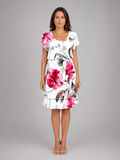 Adeline | Women’s Knee Length Dress | Layered Ruffle Flutter Sleeve
