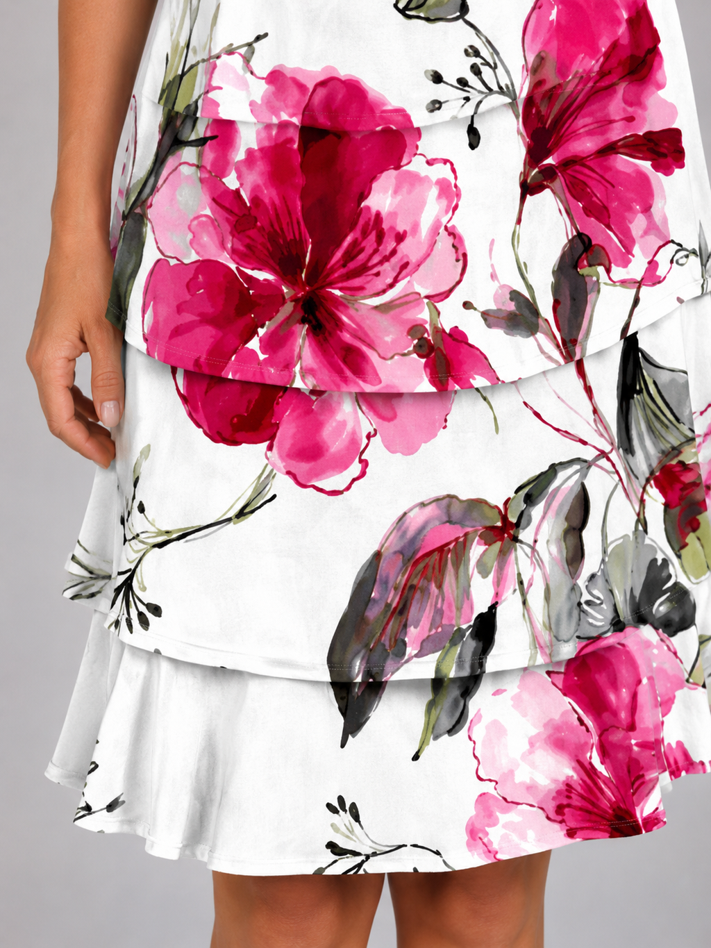 Adeline | Women’s Knee Length Dress | Layered Ruffle Flutter Sleeve 3